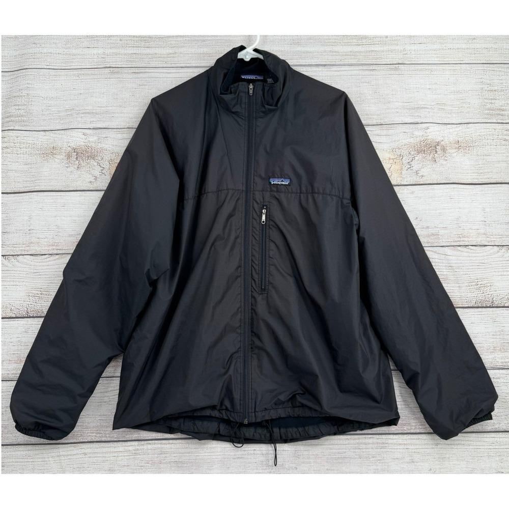 Patagonia Windbreaker Jacket Mens Large Black Fleece Lined Full Zip